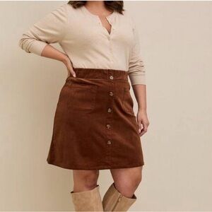 Torrid Size 3 Button-Front Corduroy Skirt